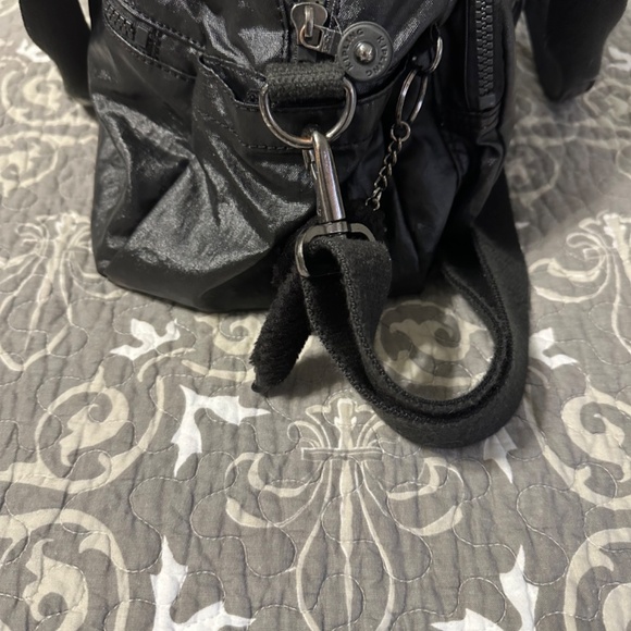 Kipling Defea, Black Metallic Satchel with Monkey and Shoulder Strap, VINTAGE! - Picture 4 of 10